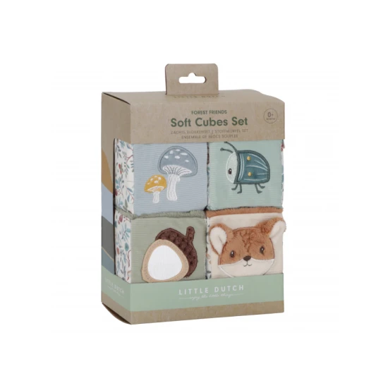 4er Set Forest Friends Textilblöcke mit Motiven aus dem Leben im Wald