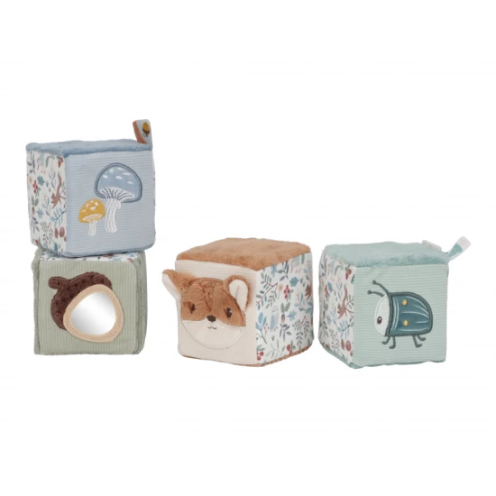 4er Set Forest Friends Textilblöcke mit Motiven aus dem Leben im Wald