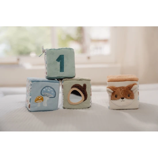 4er Set Forest Friends Textilblöcke mit Motiven aus dem Leben im Wald