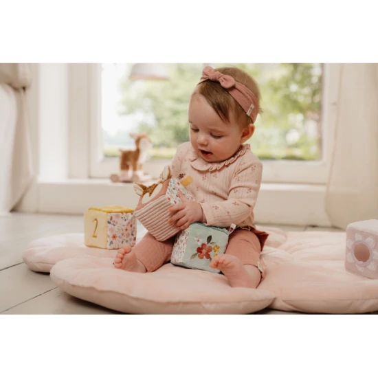 4er Set Textilwürfel Fairy Garden mit wunderschönen Gartenmotiven