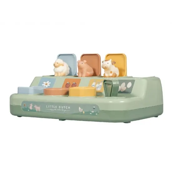 Der Spieltisch „Farm“ ist ein lustiges Spielzeug für Kinder voller Tiere.