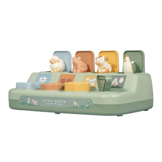 Der Spieltisch „Farm“ ist ein lustiges Spielzeug für Kinder voller Tiere.