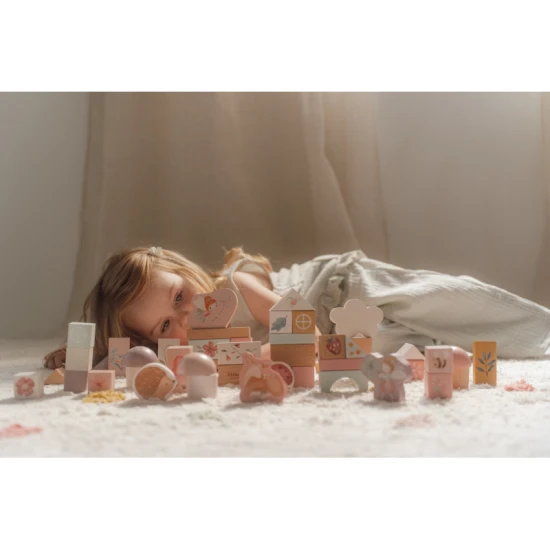 Fairy Garden Würfel 50 Stück – bunte Holzwürfel mit Gartenmotiven