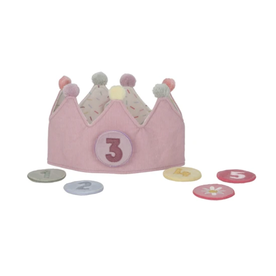 Geburtstagskrone mit austauschbaren Zahlen von 1 bis 5.