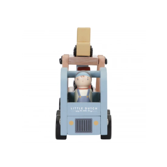 Der Holzlaster mit vier Wagen ist das richtige Spielzeug für alle kleinen Fahrer.