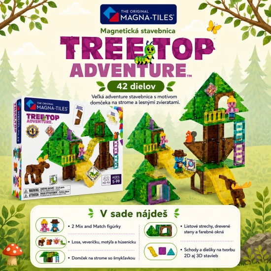 Großes Baumhaus-Themen-Set MAGNA-TILES mit Wald-Figuren und Tieren