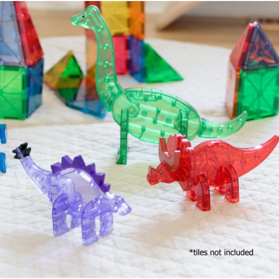 Set mit fünf Dinosaurierfiguren von MAGNA-TILES.