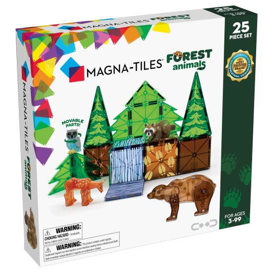 Magnetischer Bausatz mit Waldtierfiguren.