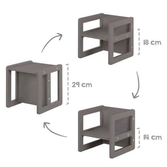 Kinder-Sitzmöbel-Set 3in1 Anthrazit