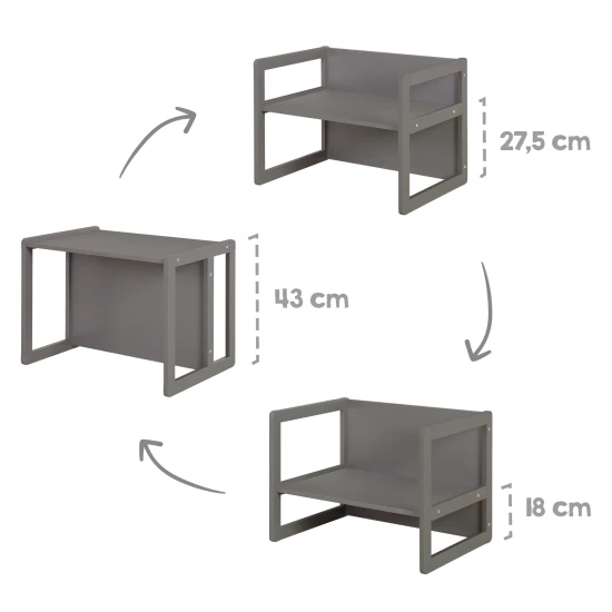 Kinder-Sitzmöbel-Set 3in1 Anthrazit