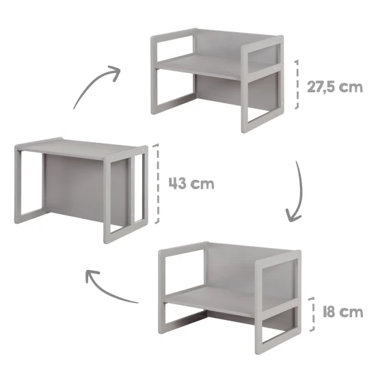 Kinder-Sitzmöbel 3in1 Grau