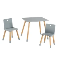Kindermöbel 2 Stühle und Tisch Grau