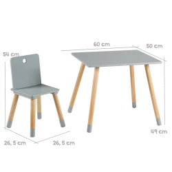 Kindermöbel 2 Stühle und Tisch Grau