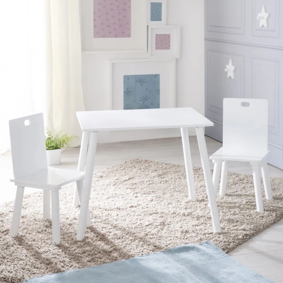 Kindermöbel 2 Stühle und Tisch Weiß