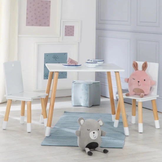 Kindermöbel 2 Stühle und Tisch Weiß/natur Kindermöbel 2 Stühle und Tisch Weiß/natur