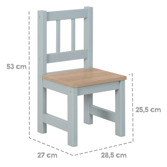Dreiteiliges Kindersitzset Woody Grau/natur