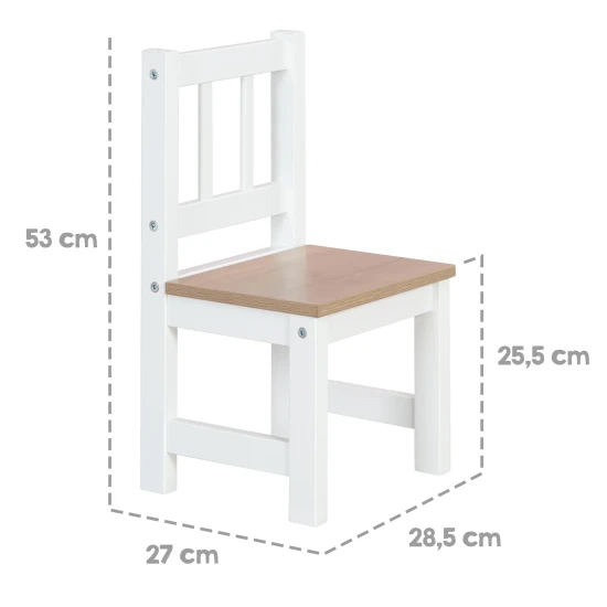 Dreiteiliges Kindersitzset Woody Weiß/natur