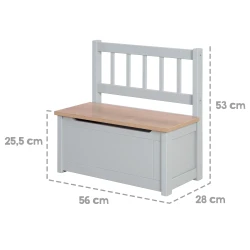 Kinder-Bank mit Stauraum Woody Grau/natur