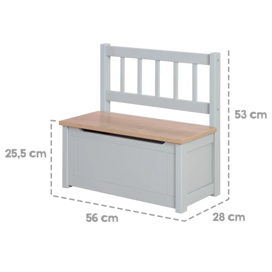 Kinder-Bank mit Stauraum Woody Grau/natur Kinder-Bank mit Stauraum Woody Grau/natur