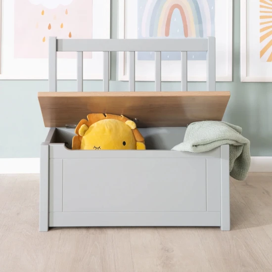 Kinder-Bank mit Stauraum Woody Grau/natur Kinder-Bank mit Stauraum Woody Grau/natur