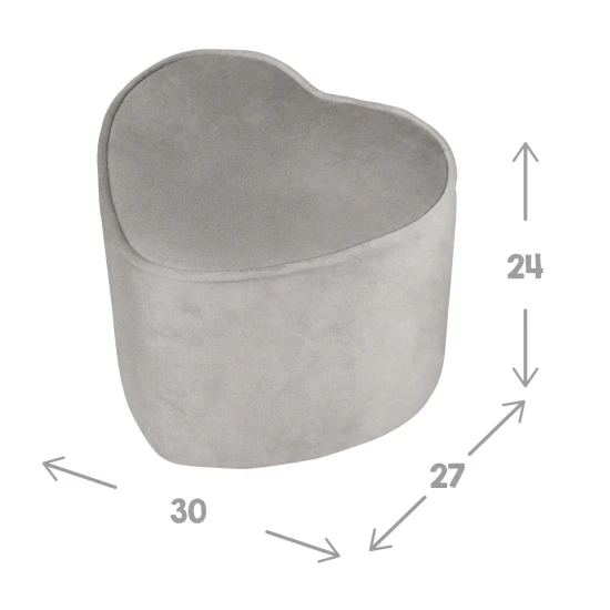 Kinder-Hocker Lil Sofa in Herzform Grau
