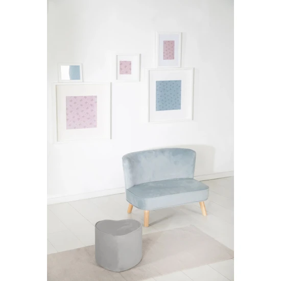 Kinder-Hocker Lil Sofa in Herzform Grau