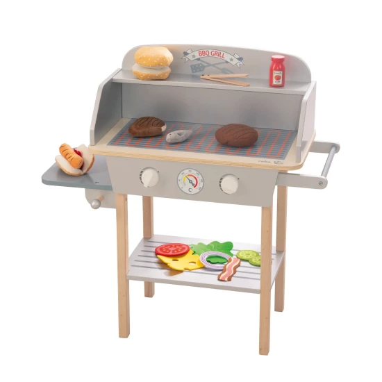 Holz-Kindergrill BBQ mit Zubehör Grau/natur Holz-Kindergrill BBQ mit Zubehör Grau/natur