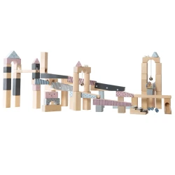 Holz-Murmelbahn Pastellfarben 100 Teile