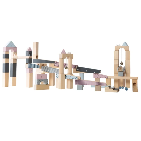 Holz-Murmelbahn Pastellfarben 100 Teile Holz-Murmelbahn Pastellfarben 100 Teile