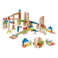 Holz-Murmelbahn bunte Farben 100 Teile