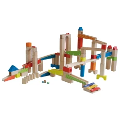 Holz-Murmelbahn bunte Farben 100 Teile Holz-Murmelbahn bunte Farben 100 Teile