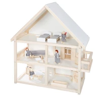 Puppenhaus mit Möbeln Weiß/Natur