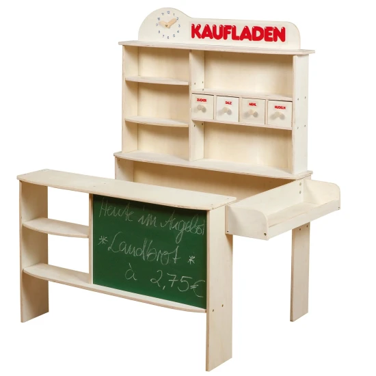 Kinder-Holzladen mit Tafel Natur