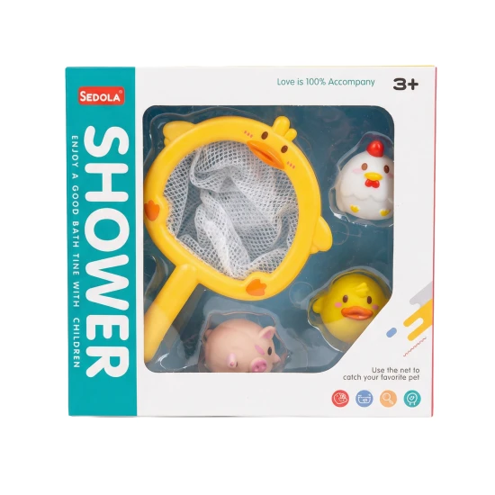 Tauchspielzeug + Kescher Bauernhof - fröhliche Tiere für die Badewanne