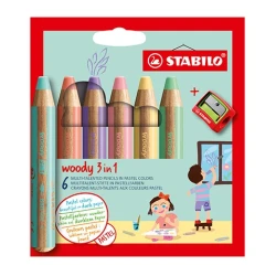 Woody Pastellkreiden und Reibe 3in1 6 Stk