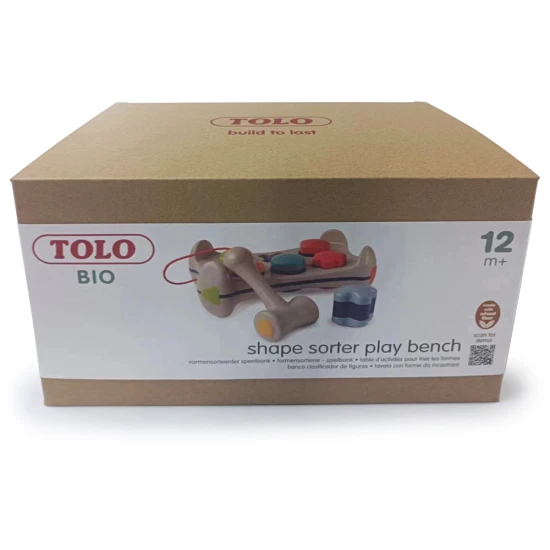 Hammer-Formsortierbrett-Aktivitäten mit einem Hammer und 6 verschiedenen Formen, die in die Löcher auf dem Brett gehämmert werden.