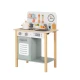 Kinderküche aus Holz in Pastellfarben von Tooky Toy mit Zubehör.