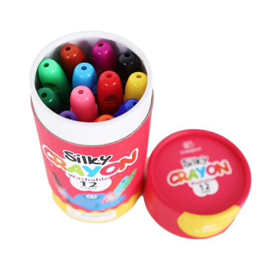 Bunte, weiche, abwaschbare Buntstifte für Kinder in einer praktischen Box – 12 Stück