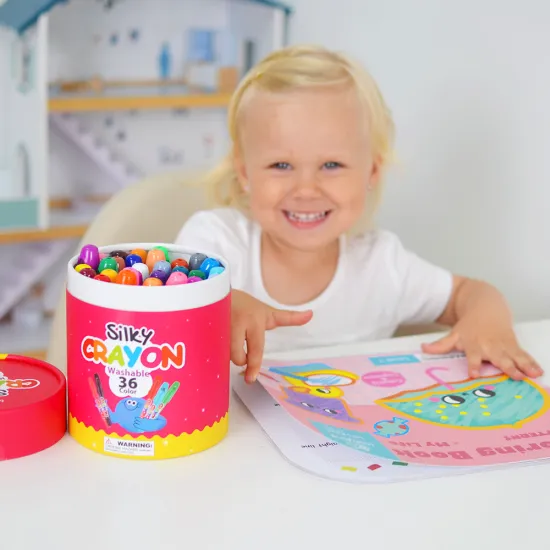 Bunte, weiche, abwaschbare Buntstifte für Kinder in einer praktischen Box – 36 Stück