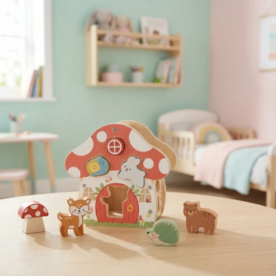 Holz-Formenbaustein mit 12 bunten Formen für Kinder