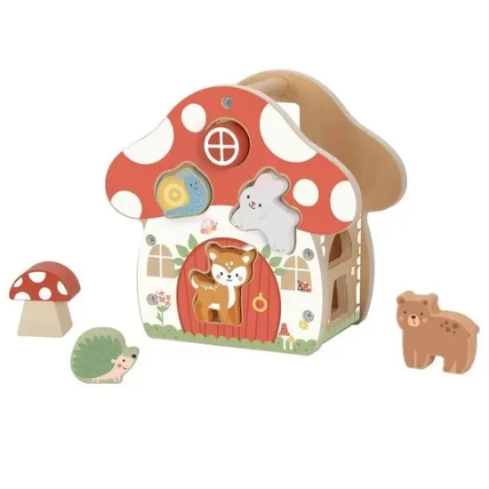 Holz-Formenbaustein mit 12 bunten Formen für Kinder