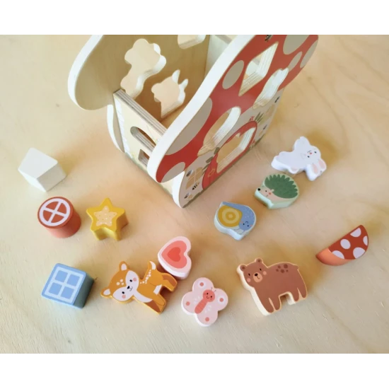 Holz-Formenbaustein mit 12 bunten Formen für Kinder