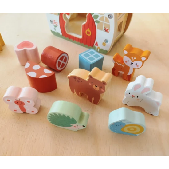 Holz-Formenbaustein mit 12 bunten Formen für Kinder