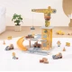 Kran- und Auto-Set von Tooky Toy – Holzbauset mit Kran, Autos und Spielfiguren