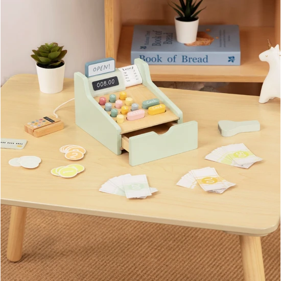 Kinderkasse mit Kartenleser und Scanner – Montessori-Spielzeug zum spielerischen Lernen