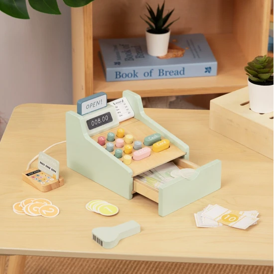 Kinderkasse mit Kartenleser und Scanner – Montessori-Spielzeug zum spielerischen Lernen