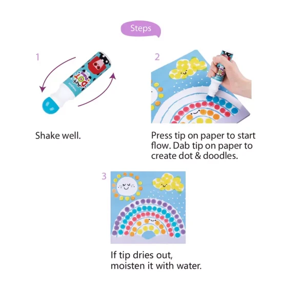 Farben in einer Tube für Punktmalerei, abwaschbar, 12 Stück, Tookyland