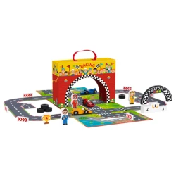 Rennstrecke im Koffer - 34-teiliges Spielset für Kinder