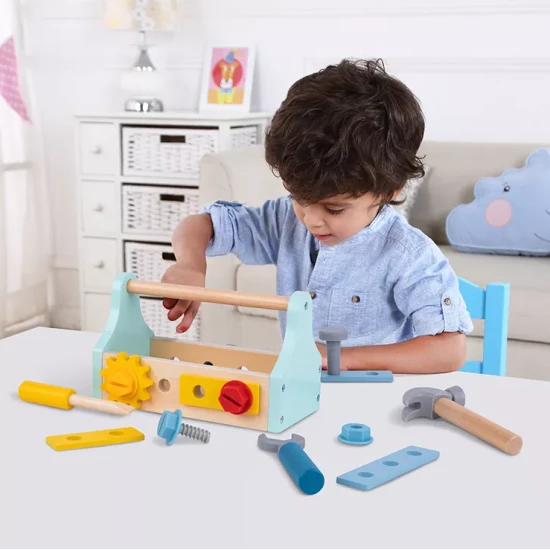 Holzwerkzeuge für Kinder in einer tragbaren Box Tooky Toy