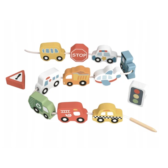 Tooky Toy Fädelspiel Fahrzeuge